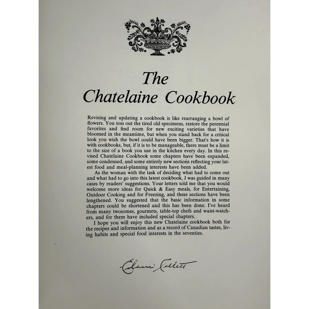The Chatelaine Cookbook The Definitive Canadian Cookbook Elaine Collett‎ HC VTG